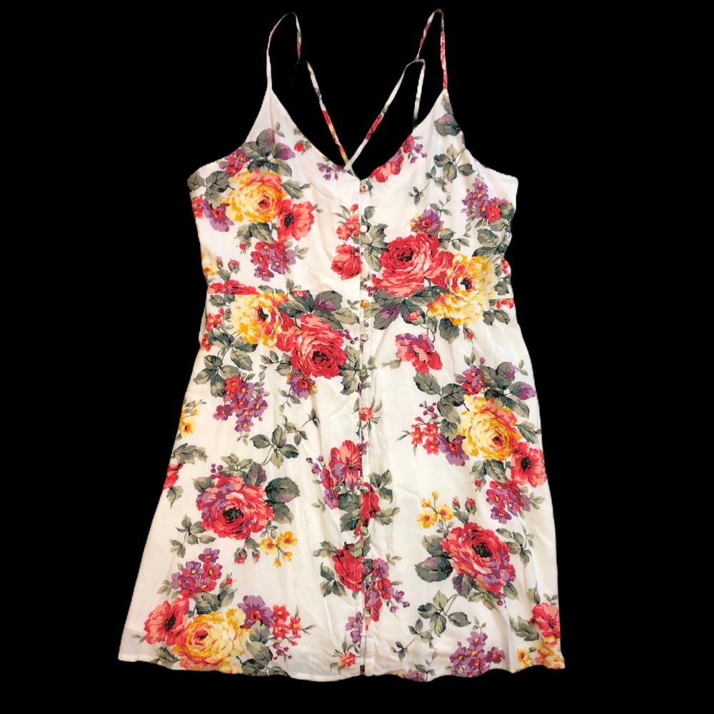 Abercrombie White Floral Dress Size: Large